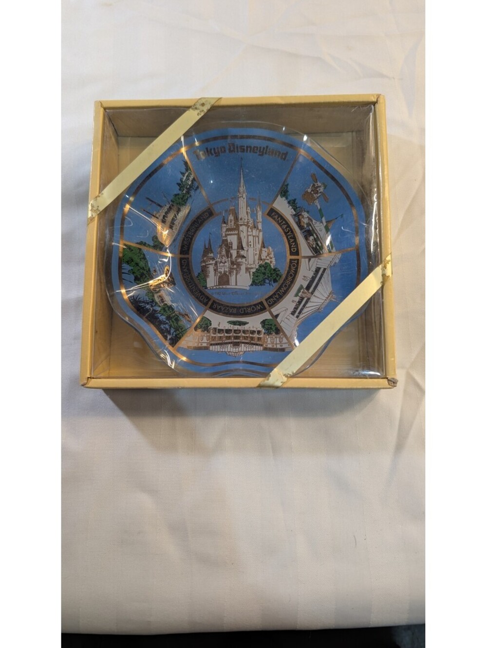 Vintage Tokyo Disneyland Souvenir Glass Plate 1982 Pre-Opening Mickey Mouse